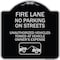 Signmission Fire Lanes No Parking on Streets Unauthorized Vehicles Towed at Owner Expense, A-DES-BS-1818-23987 A-DES-BS-1818-23987 - alternate 1